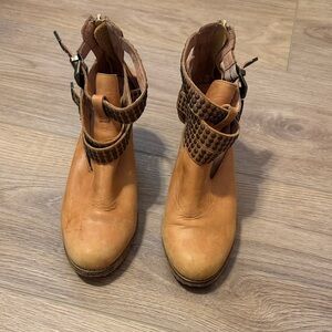 Jeffrey Campbell Tan Ankle Boots with Strap Detail